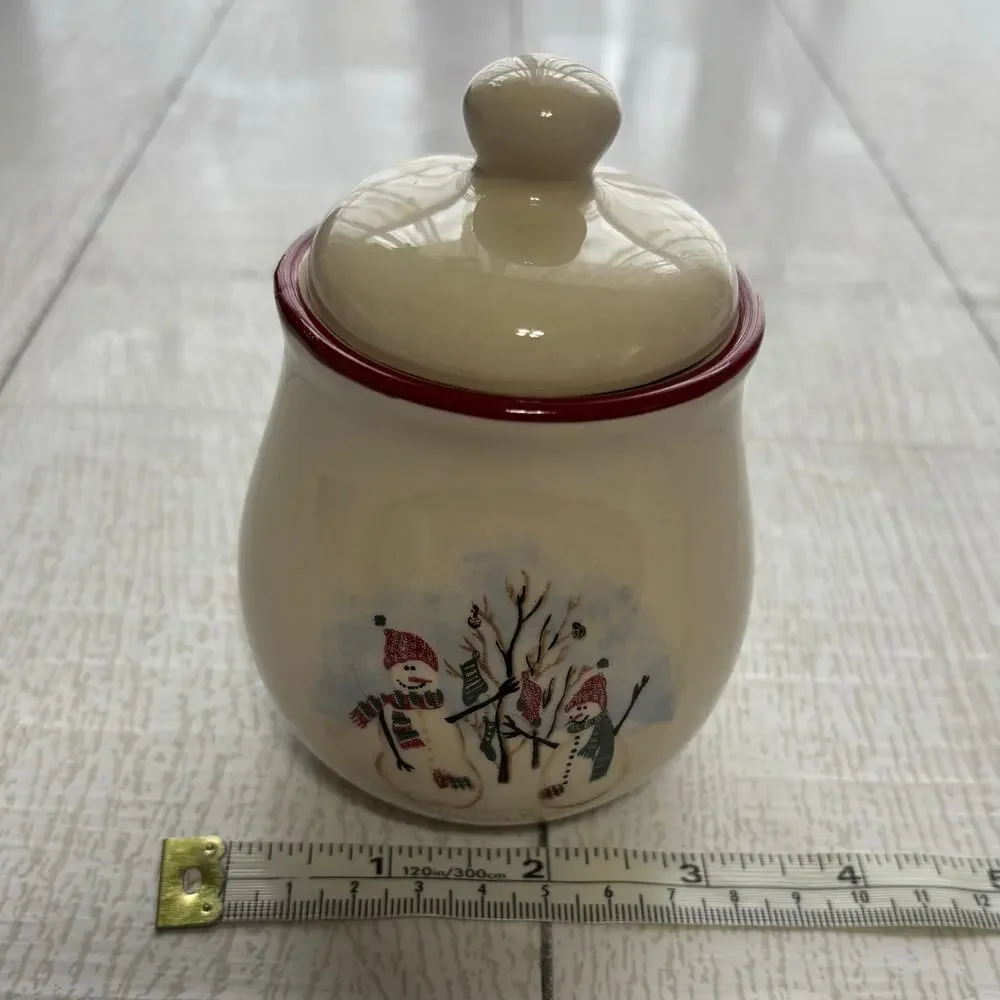 Vintage Royal Seasons Snowman Stoneware Sugar & Creamer Set